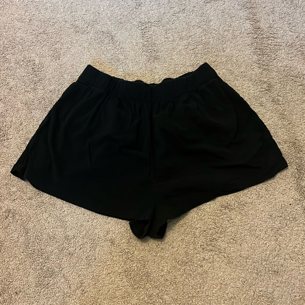 Free‎ People Cotton Linen Gauze Pull On Shorts Boho Crinkle Size XL Black